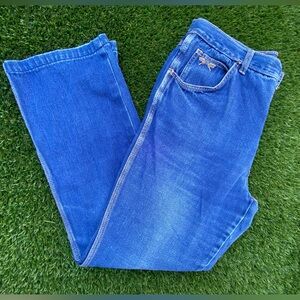 Vintage Rigolletto Jeans Double Stich Seam Small Pleats 16 Blue Denim